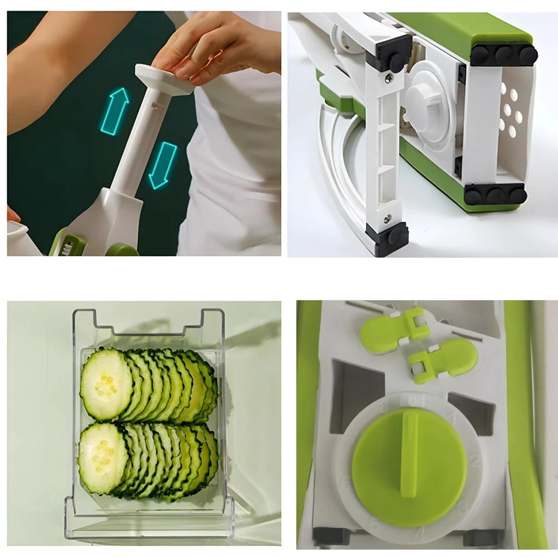 Cortador manual multiuso com 5 funções para cortar batatas, legumes, verduras e frutas